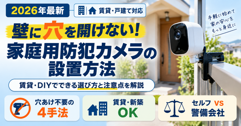 壁に穴を開けない家庭用防犯カメラの設置方法