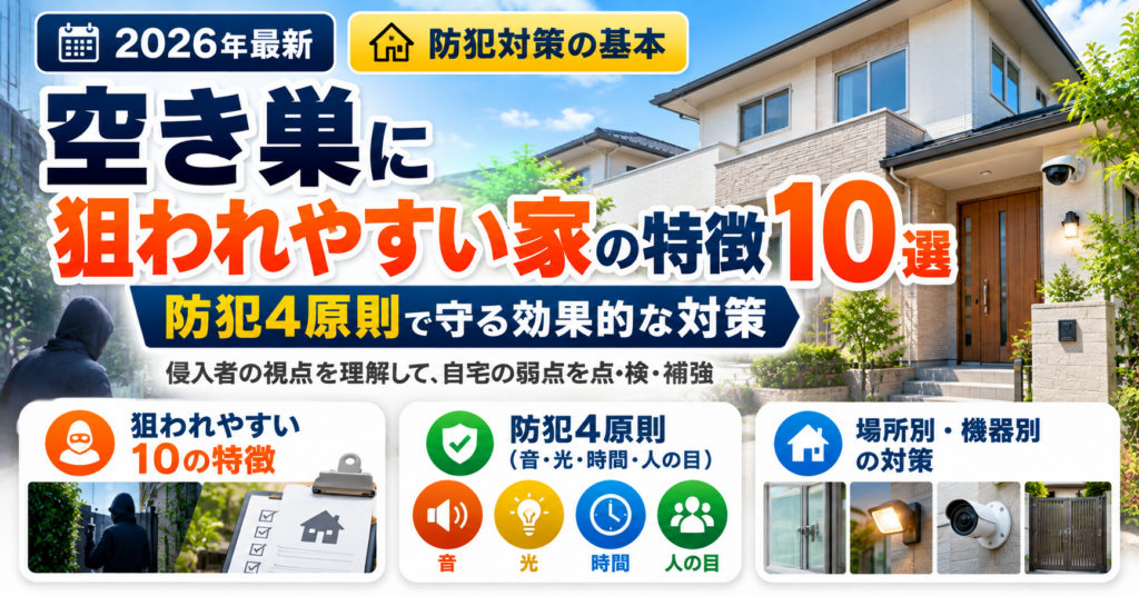 空き巣に狙われやすい家の特徴10選と防犯4原則を解説した記事のアイキャッチ画像