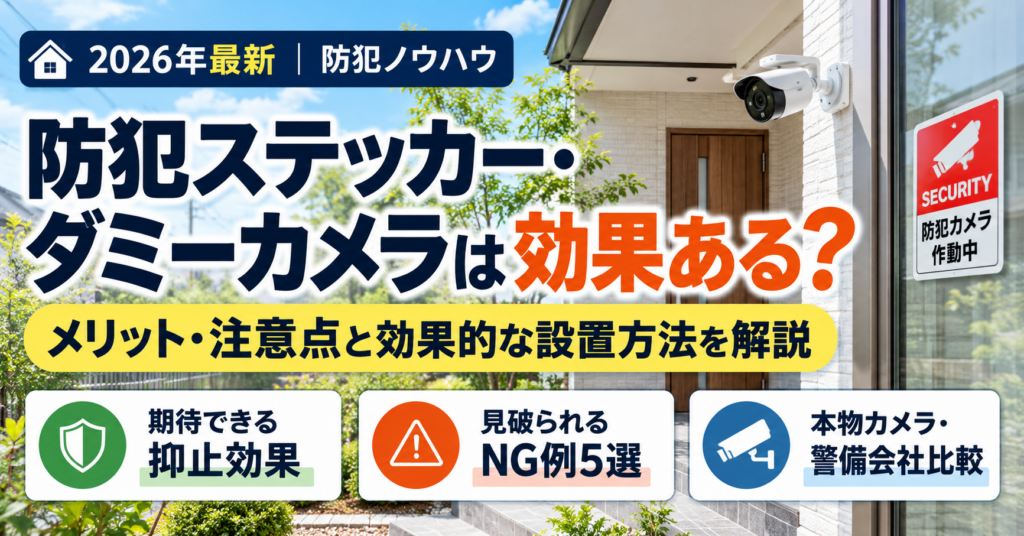 防犯ステッカーやダミーカメラの効果と設置時の注意点を解説した記事のアイキャッチ画像
