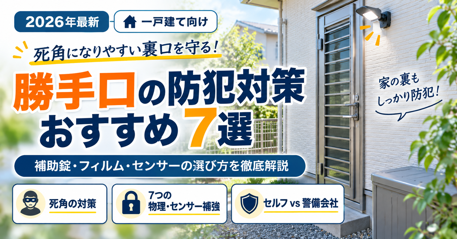勝手口（裏口）の防犯対策7選と選び方を解説した記事のアイキャッチ画像