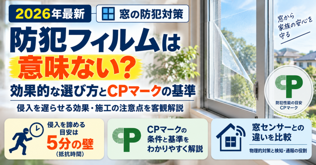 防犯フィルムの効果とCPマーク基準を解説した記事のアイキャッチ画像